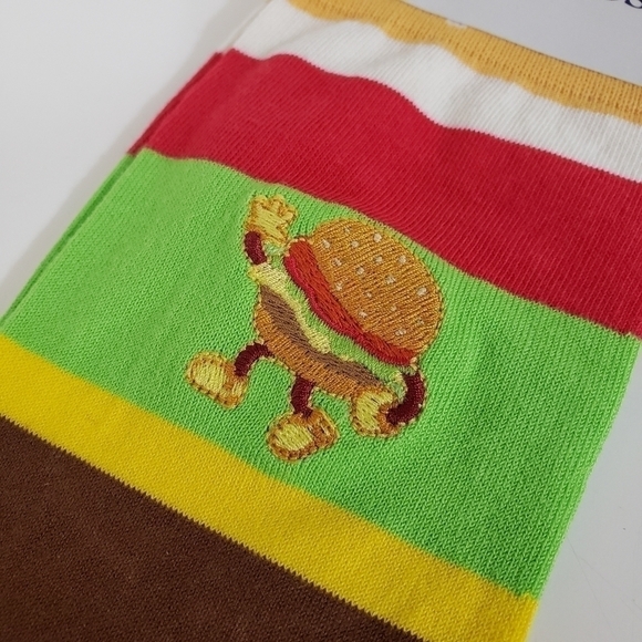 NEW Soxfords Golden Arches Embroidered Burger Pima Cotton Novelty Socks - Picture 2 of 4